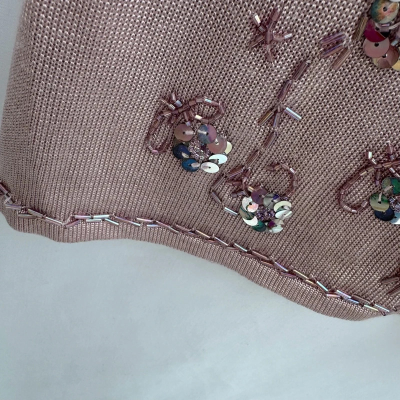 Blue Leaf Collection Beaded Sequin Embellished Top Dusty Mauve Blush UK 14 Evening Occasion - Image 4