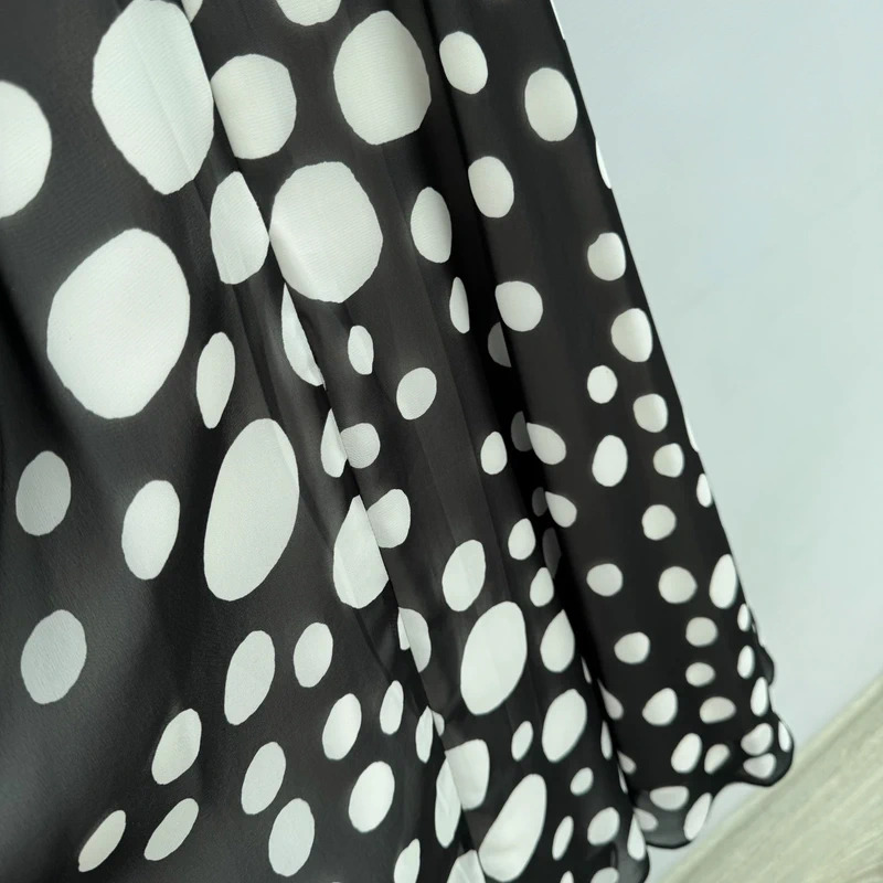 Michaela Louisa Polka Dot Midi Dress UK 12 Black White Sash & Matching Scarf Elegant - Image 3