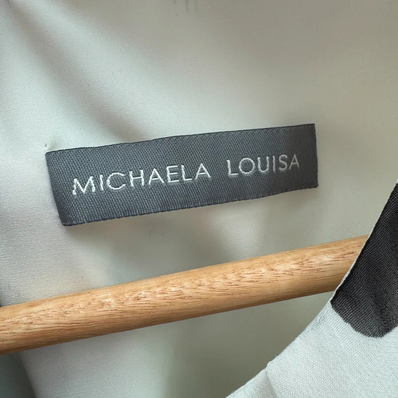 Michaela Louisa Polka Dot Midi Dress UK 12 Black White Sash & Matching Scarf Elegant - Image 6