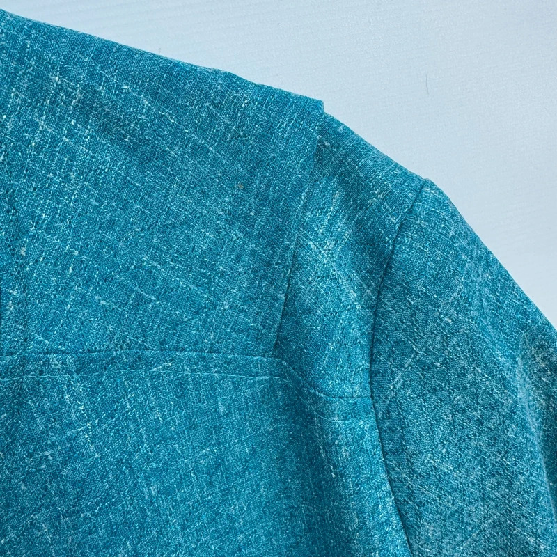 Cotswold Collections Zip Jacket UK 22 Teal Blue Linen Blend Pockets Lined - Image 3