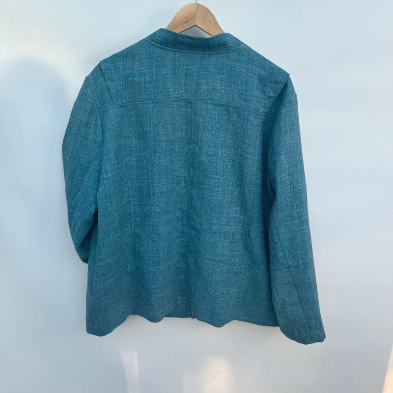Cotswold Collections Zip Jacket UK 22 Teal Blue Linen Blend Pockets Lined - Image 7