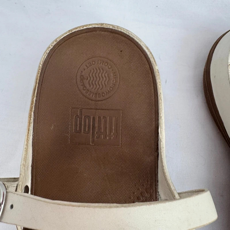 FitFlop Flip Urban White Leather Toe Post Ankle Strap Sandals UK 6 - Image 2