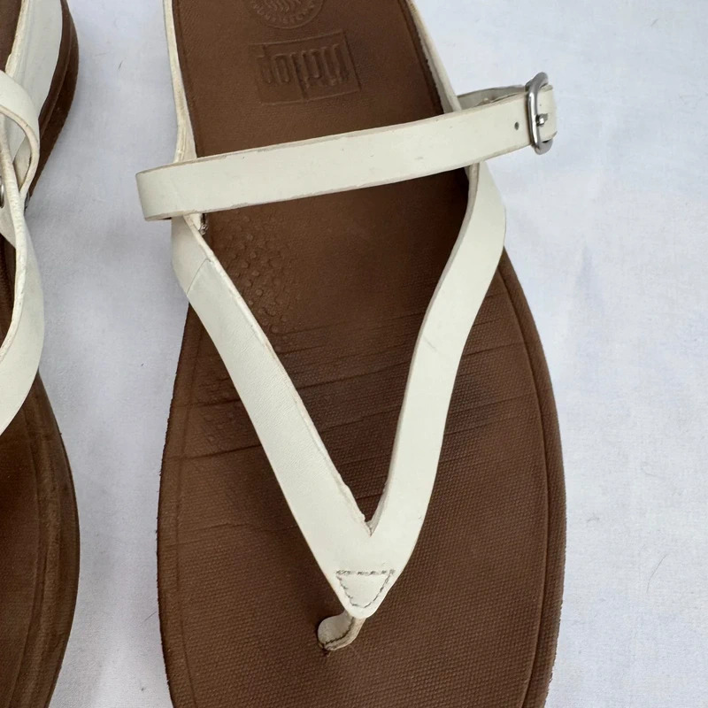 FitFlop Flip Urban White Leather Toe Post Ankle Strap Sandals UK 6 - Image 4
