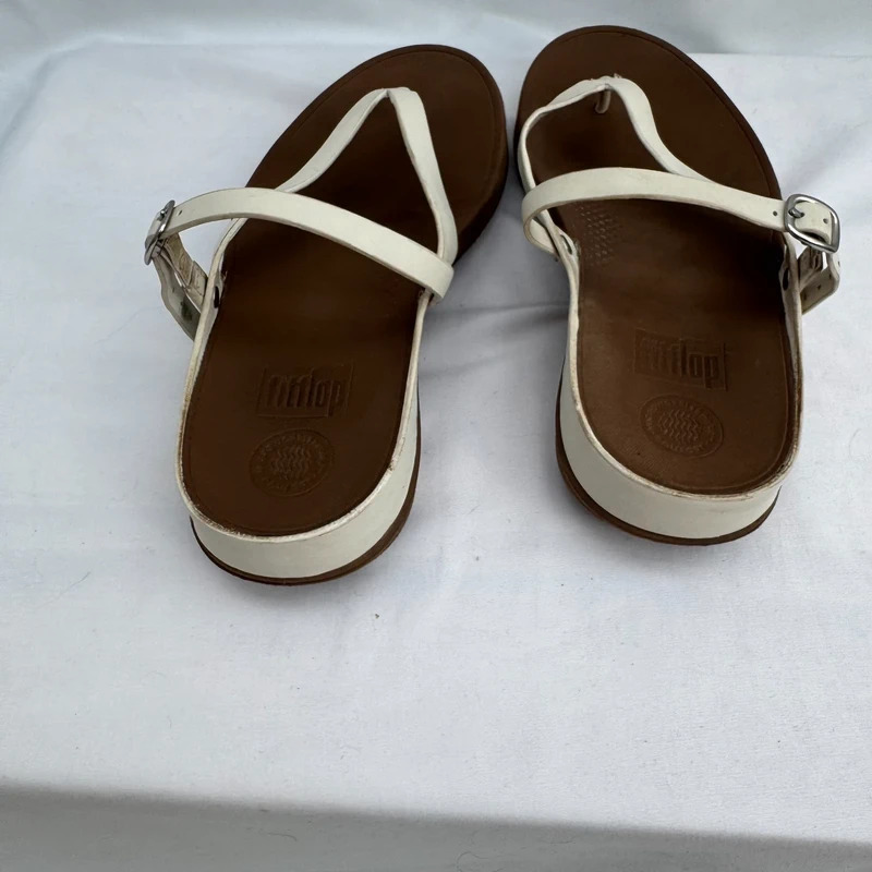 FitFlop Flip Urban White Leather Toe Post Ankle Strap Sandals UK 6 - Image 6