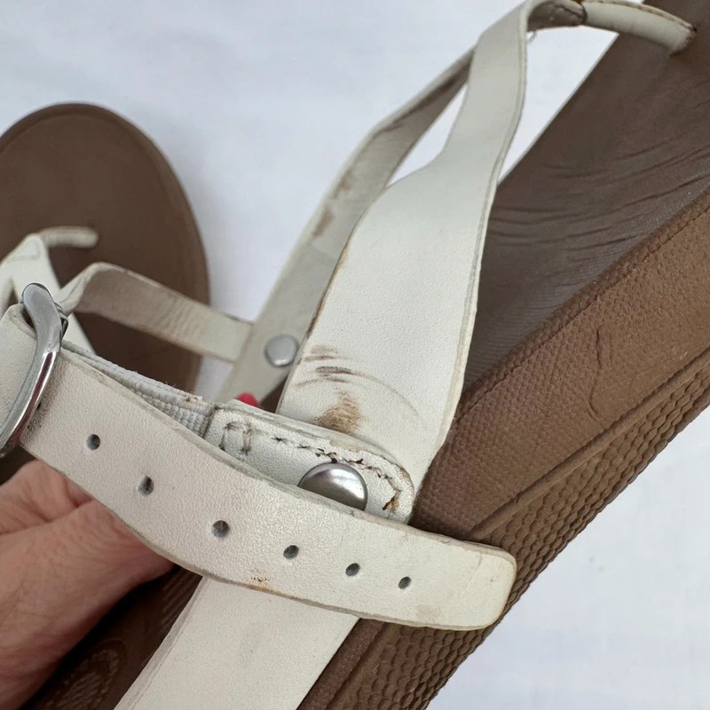 FitFlop Flip Urban White Leather Toe Post Ankle Strap Sandals UK 6 - Image 9
