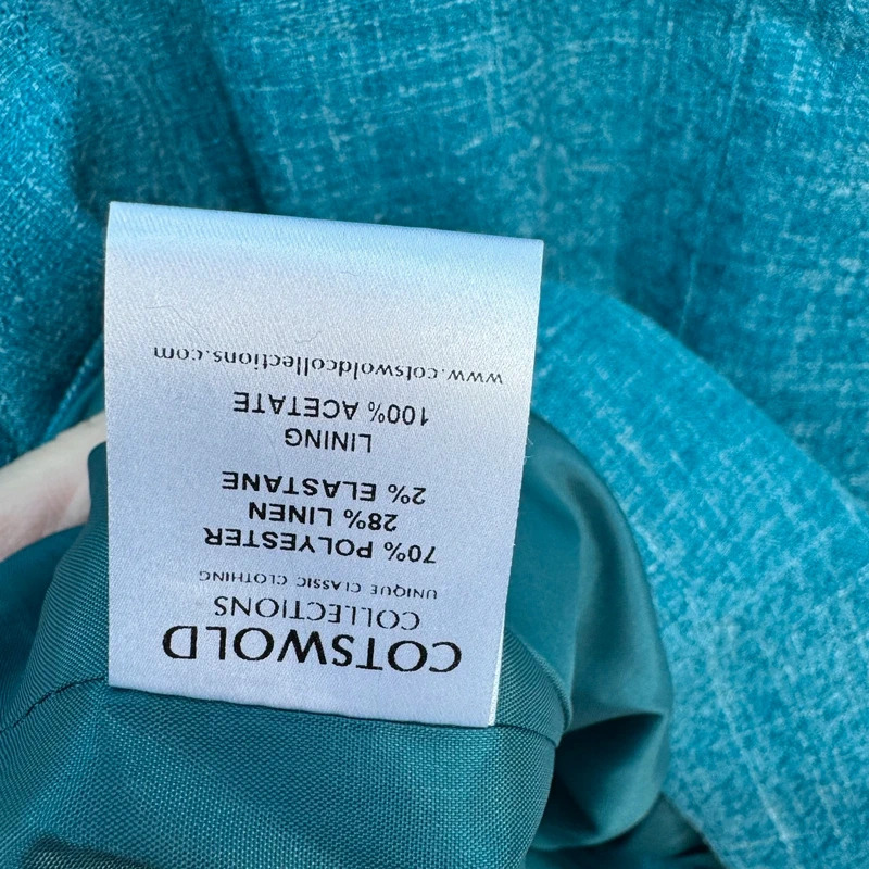 Cotswold Collections Zip Jacket UK 22 Teal Blue Linen Blend Pockets Lined - Image 8