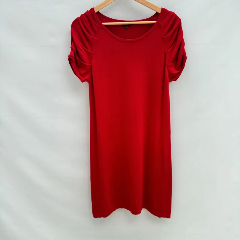 Phase Eight Red Ruched Sleeve Knit Tunic Dress UK 12 Viscose Blend Smart Casual