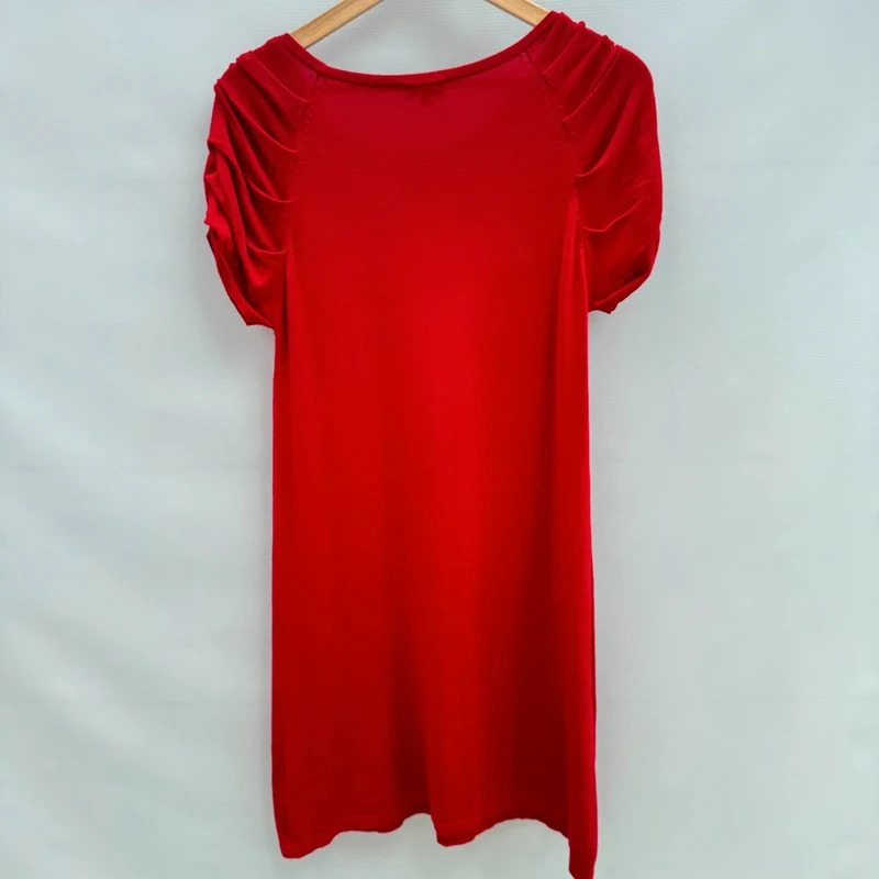 Phase Eight Red Ruched Sleeve Knit Tunic Dress UK 12 Viscose Blend Smart Casual - Image 2