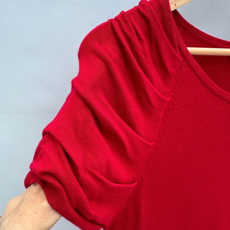 Phase Eight Red Ruched Sleeve Knit Tunic Dress UK 12 Viscose Blend Smart Casual - Image 5