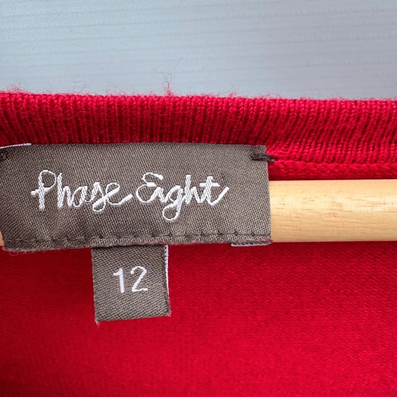 Phase Eight Red Ruched Sleeve Knit Tunic Dress UK 12 Viscose Blend Smart Casual - Image 6