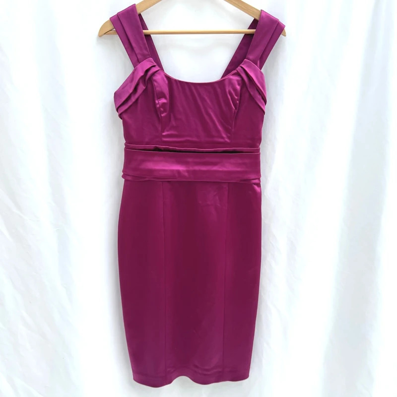 Coast Magenta Satin Wiggle Dress UK 10 Occasion Party Formal Midi