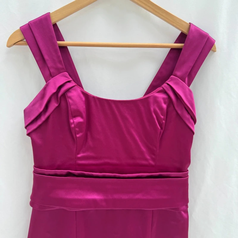Coast Magenta Satin Wiggle Dress UK 10 Occasion Party Formal Midi - Image 3
