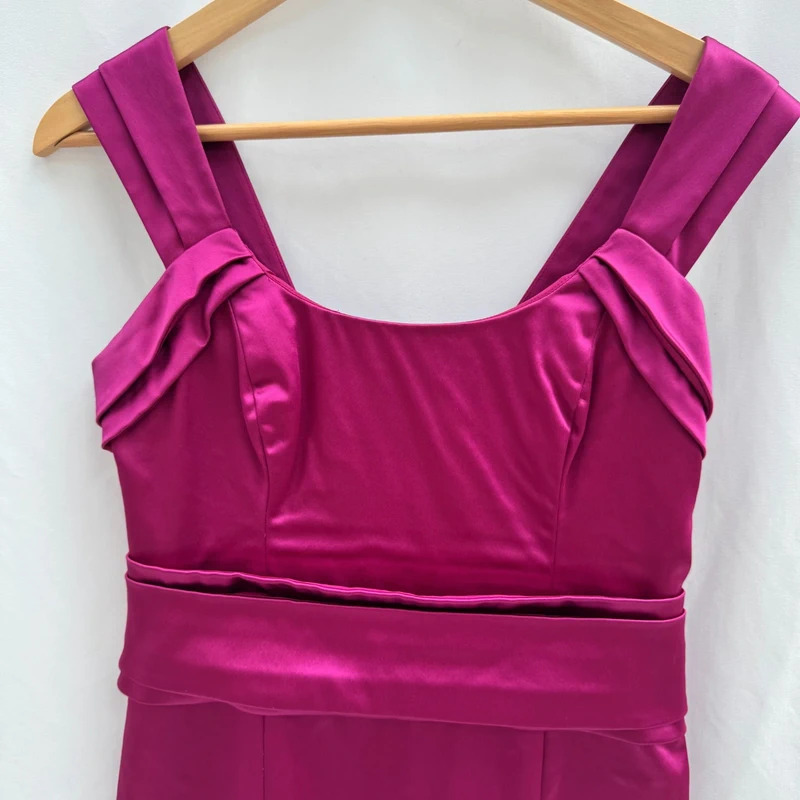 Coast Magenta Satin Wiggle Dress UK 10 Occasion Party Formal Midi - Image 5