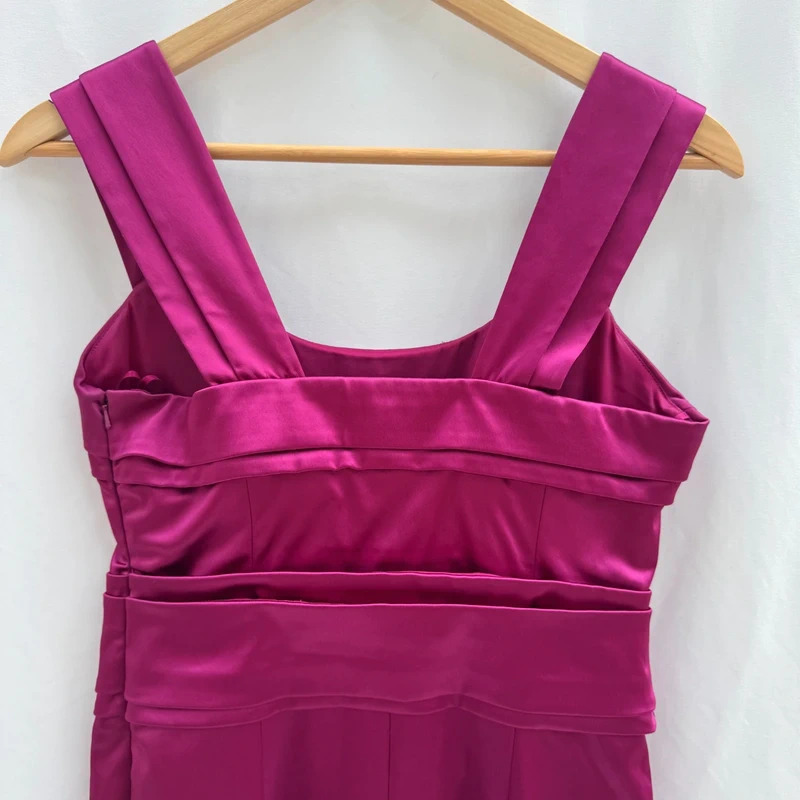 Coast Magenta Satin Wiggle Dress UK 10 Occasion Party Formal Midi - Image 6