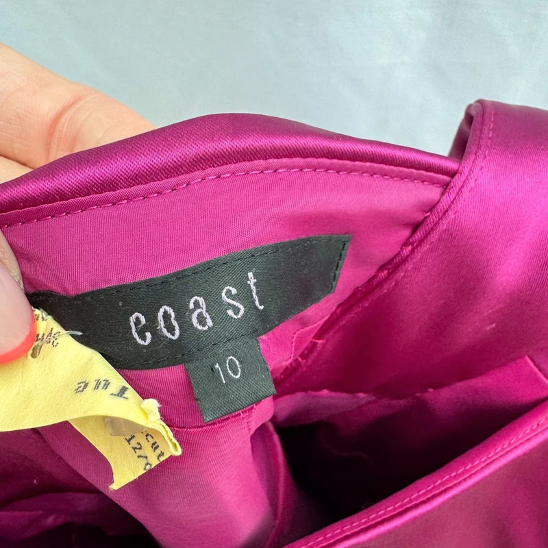 Coast Magenta Satin Wiggle Dress UK 10 Occasion Party Formal Midi - Image 8