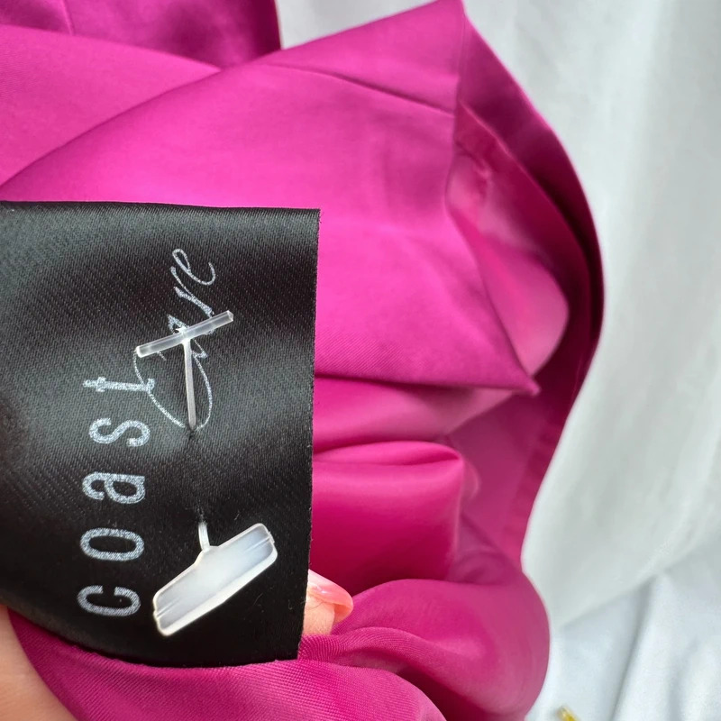 Coast Magenta Satin Wiggle Dress UK 10 Occasion Party Formal Midi - Image 11