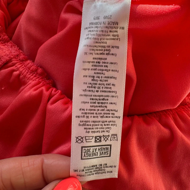 Miss Selfridge Coral Pink Chiffon Maxi Dress Floaty Layered UK 8 Occasion - Image 9