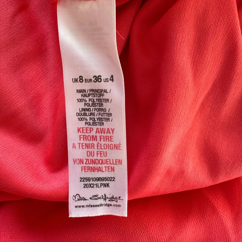 Miss Selfridge Coral Pink Chiffon Maxi Dress Floaty Layered UK 8 Occasion - Image 10
