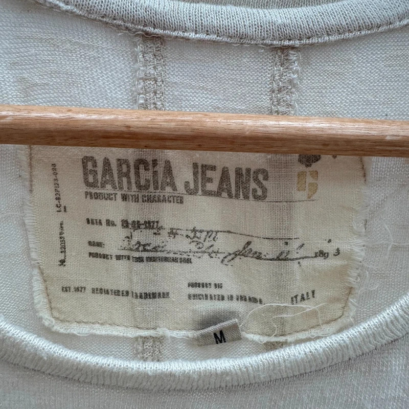 Garcia Jeans Cream Ring Graphic Slub T-Shirt Size M UK 12-14 - Image 3