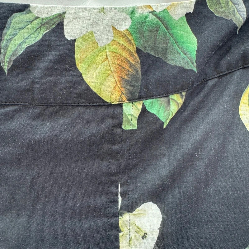 Phase Eight Black Green Floral Cotton Pleated A-Line Midi Skirt UK 10 - Image 5