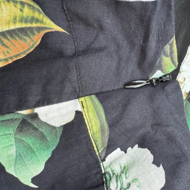 Phase Eight Black Green Floral Cotton Pleated A-Line Midi Skirt UK 10 - Image 12