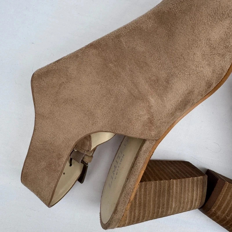 M&S Limited Edition Sand Suede Peep Toe Heels UK 6.5 EU 40 Slingback Buckle - Image 6