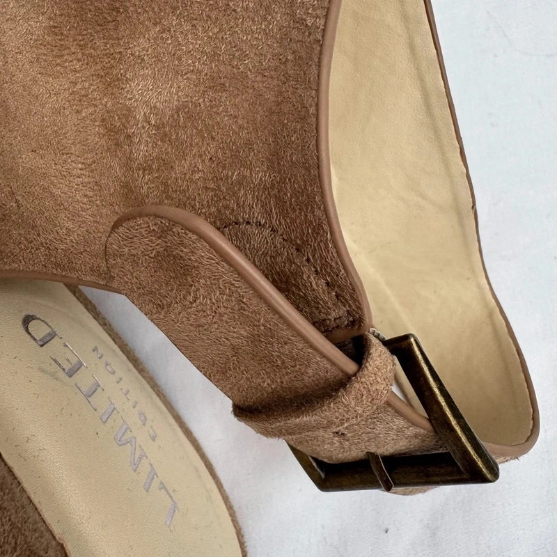 M&S Limited Edition Sand Suede Peep Toe Heels UK 6.5 EU 40 Slingback Buckle - Image 10