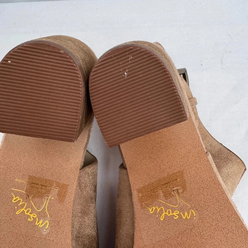 M&S Limited Edition Sand Suede Peep Toe Heels UK 6.5 EU 40 Slingback Buckle - Image 12