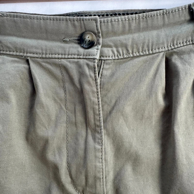 George Khaki Pleated Shorts UK 10 Elasticated Waist Cotton Blend Casual Summer - Image 2