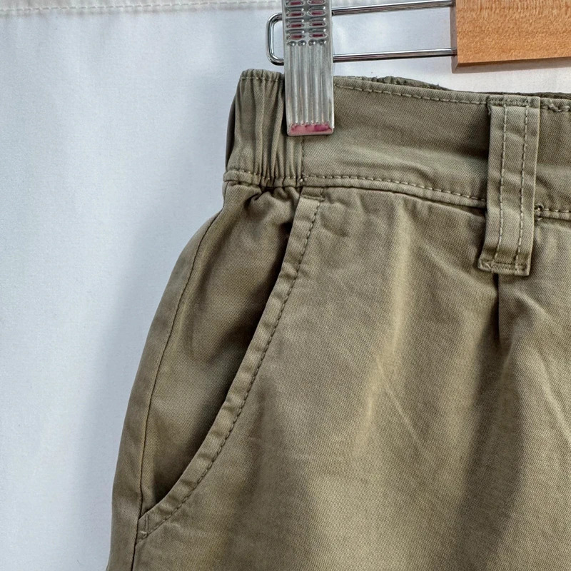 George Khaki Pleated Shorts UK 10 Elasticated Waist Cotton Blend Casual Summer - Image 3