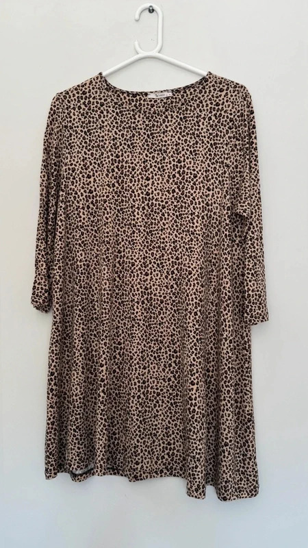 TU Woman Leopard Print Swing Dress UK 14 Jersey Animal Print nWT Soft