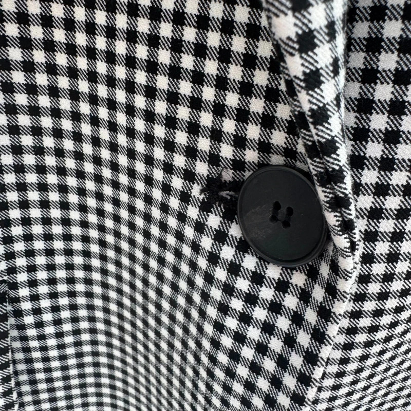 Zara M UK 10-12 Black White Check Longline Oversized Blazer Jacket 31" - Image 3