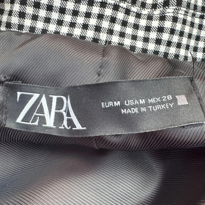 Zara M UK 10-12 Black White Check Longline Oversized Blazer Jacket 31" - Image 6