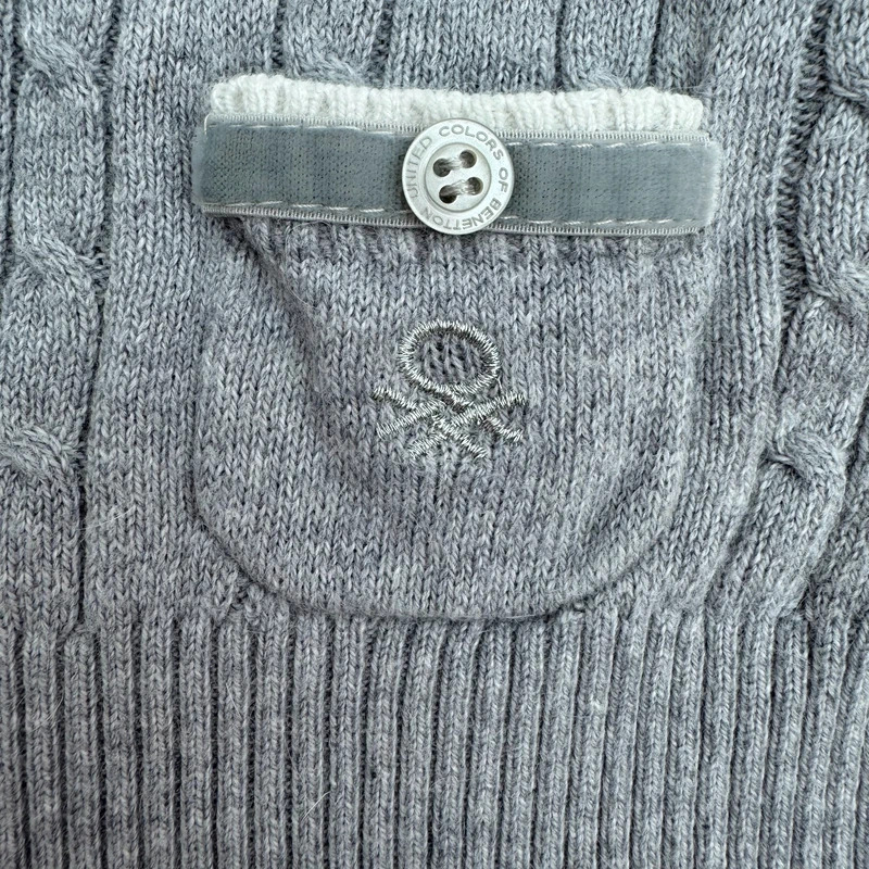 United Colors of Benetton Grey Cable Knit Angora Vest 18-24M / 24M - Image 4