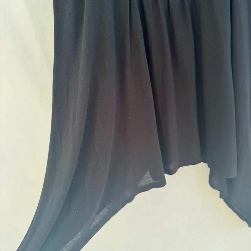 Next with Love Black Sequin Neck Tunic Asymmetric Hem Chiffon Flowers Tie Back Party Top - Image 5