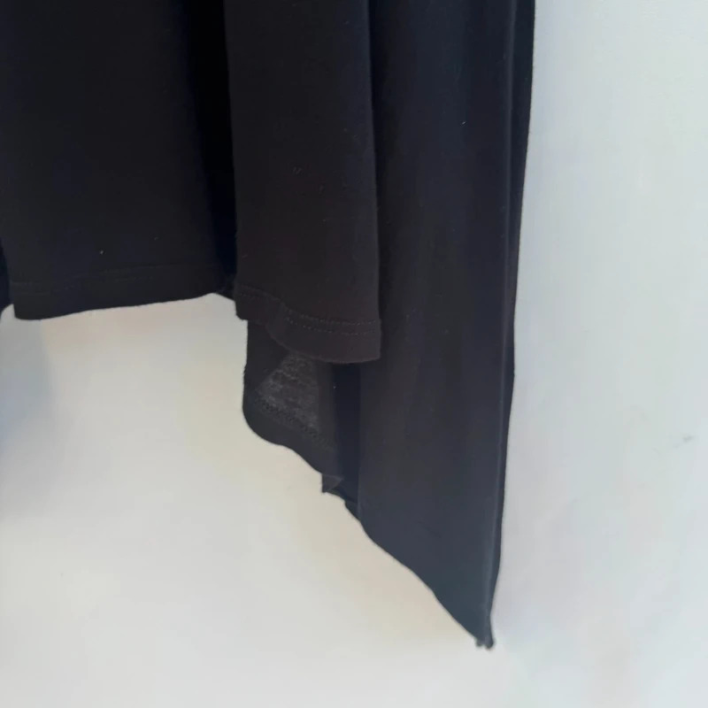 Next with Love Black Sequin Neck Tunic Asymmetric Hem Chiffon Flowers Tie Back Party Top - Image 6