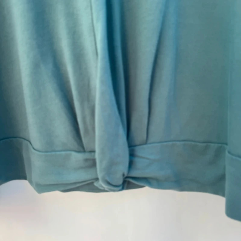 White Stuff Slate Blue Knot Front Top UK 12/14 Long Sleeve 100% Cotton Relaxed Fit - Image 2