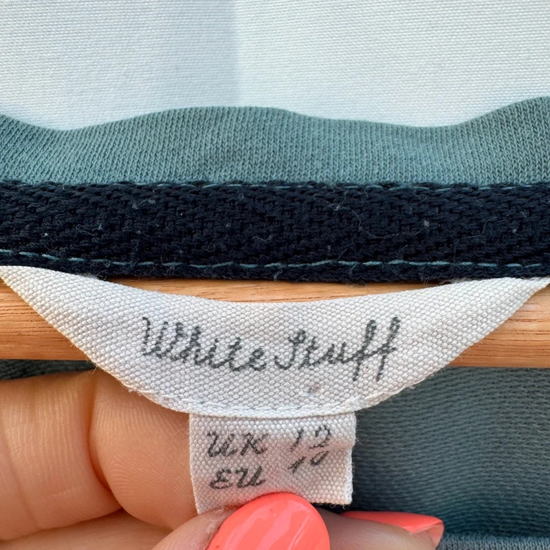 White Stuff Slate Blue Knot Front Top UK 12/14 Long Sleeve 100% Cotton Relaxed Fit - Image 3