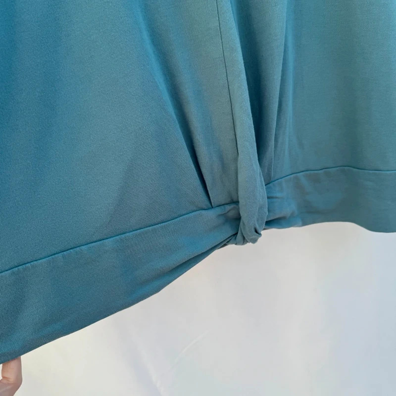 White Stuff Slate Blue Knot Front Top UK 12/14 Long Sleeve 100% Cotton Relaxed Fit - Image 5