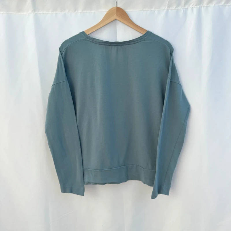 White Stuff Slate Blue Knot Front Top UK 12/14 Long Sleeve 100% Cotton Relaxed Fit - Image 6