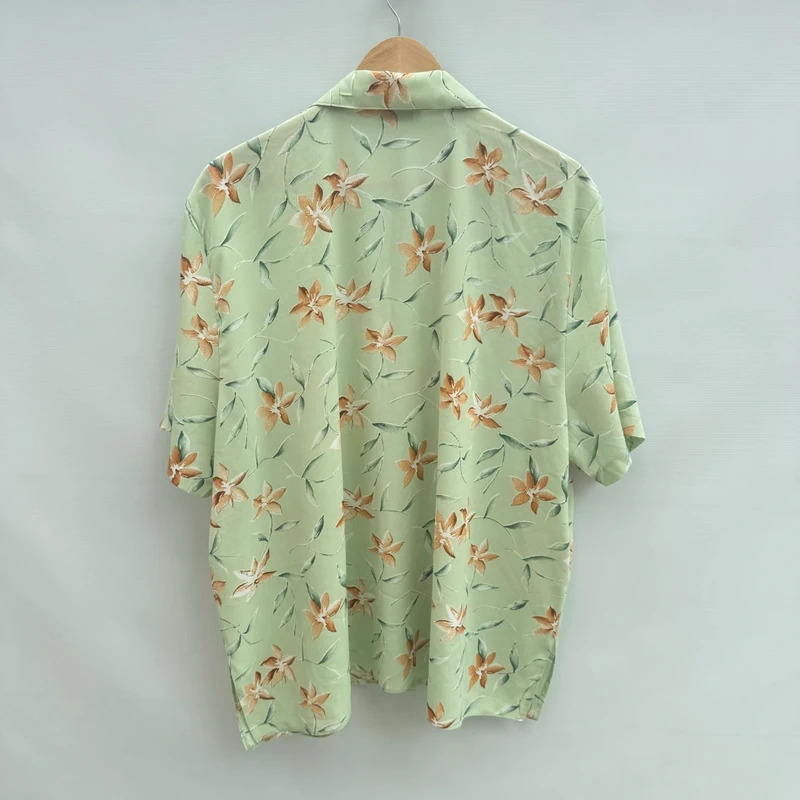 Vintage Beau Fashion Sage Green Floral Camp Shirt – Plus Size UK 24 - Image 2