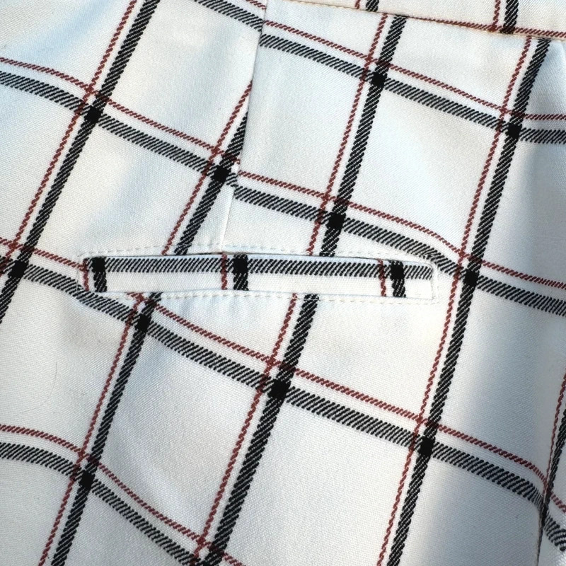 Stradivarius Cream Grid Check Trousers | EUR 38 / UK 10 | Slim Ankle Grazer | Excellent Condition - Image 6