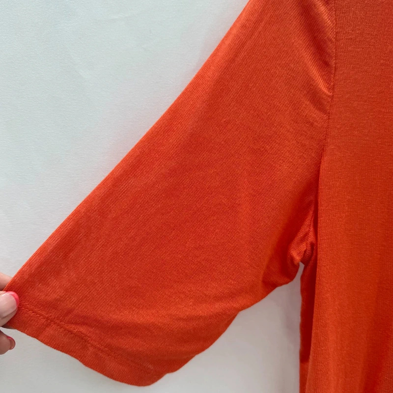 Per Una Burnt Orange Cropped Shrug Black Trim 3/4 Sleeve Open Cardigan UK 14 - Image 3