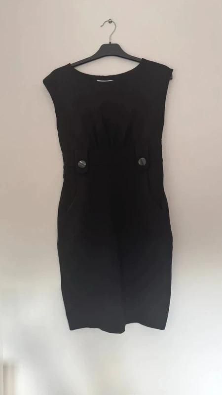 Tibi New York Black Pencil Dress Size S UK 8  Smart Work Occasion Button Detail