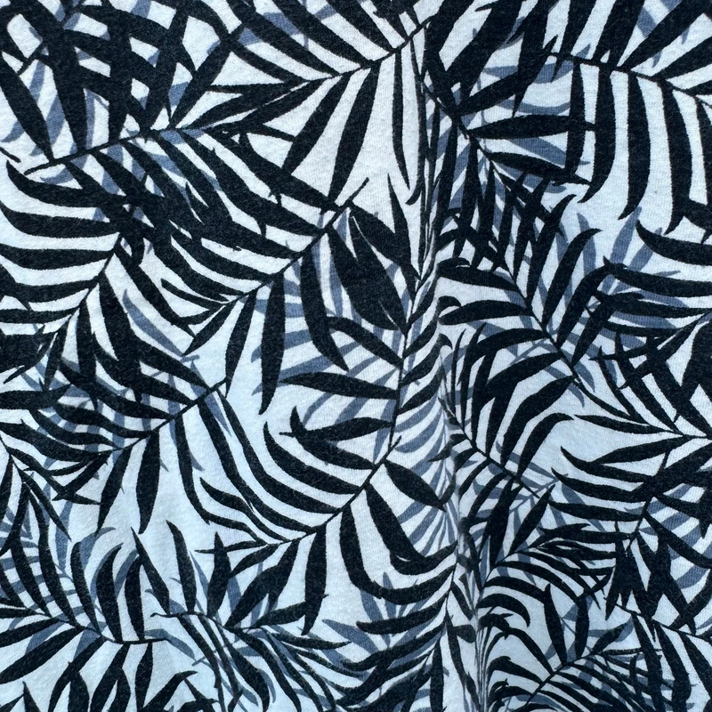 People Tree Organic Cotton Palm Print Tee S UK 8–10 Black Cream RRP £35 - Image 3