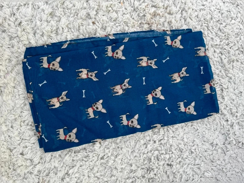 Cute Chihuahua Print Blue Scarf Wrap Shawl Dog Lightweight Lover Accessory