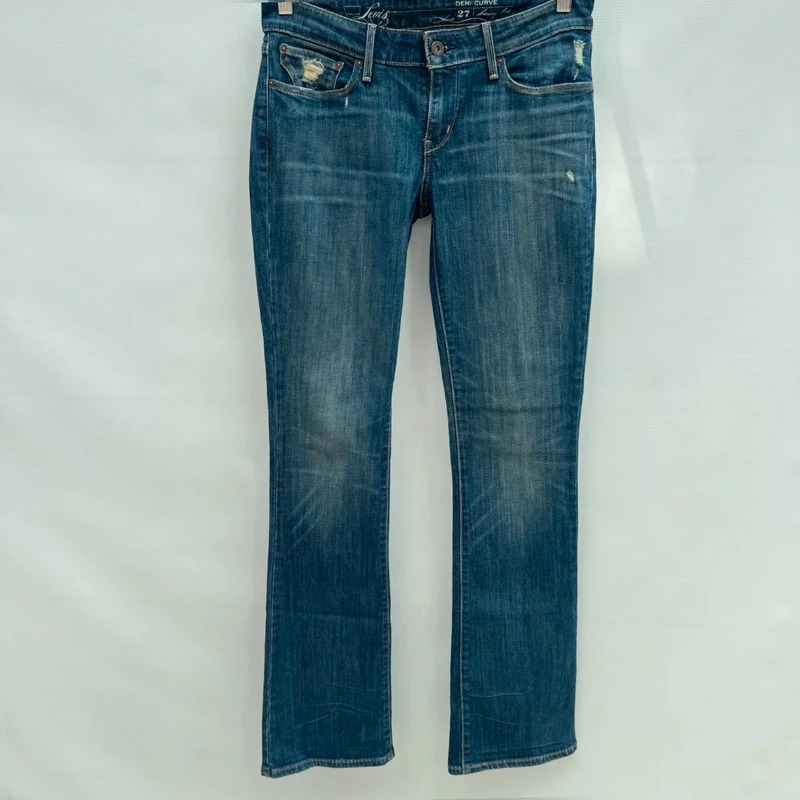 Levi's Demi Curve Bootcut Jeans W27 L34 UK 8 Dark Blue Stretch Denim