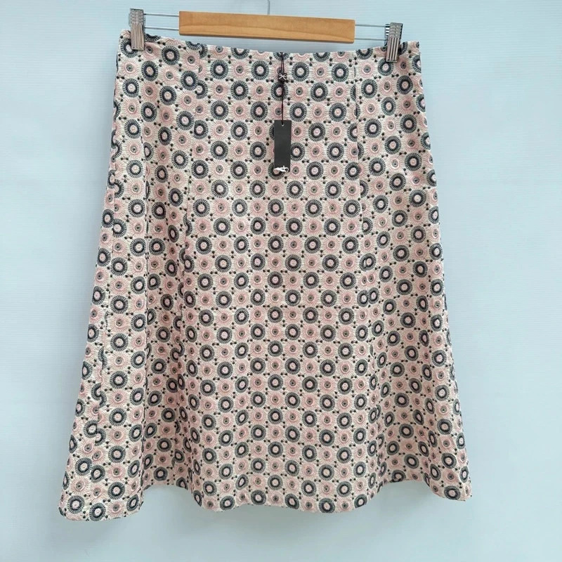 Phase Eight Cora Embroidered Skirt BNWT UK 12 Slate Rose 100% Cotton Lined A-Line