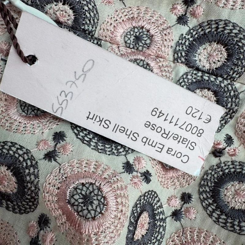 Phase Eight Cora Embroidered Skirt BNWT UK 12 Slate Rose 100% Cotton Lined A-Line - Image 7