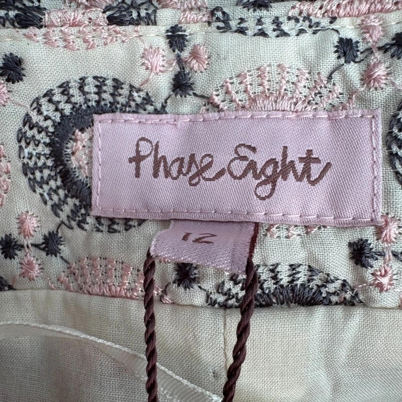 Phase Eight Cora Embroidered Skirt BNWT UK 12 Slate Rose 100% Cotton Lined A-Line - Image 8
